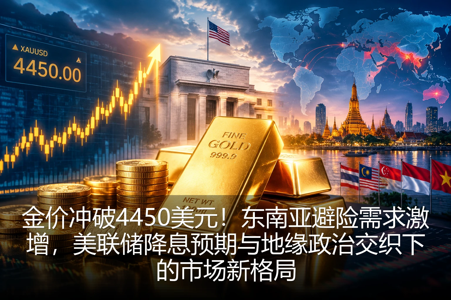 金价冲破4450美元！东南亚避险需求激增，美联储降息预期与地缘政治交织下的市场新格局